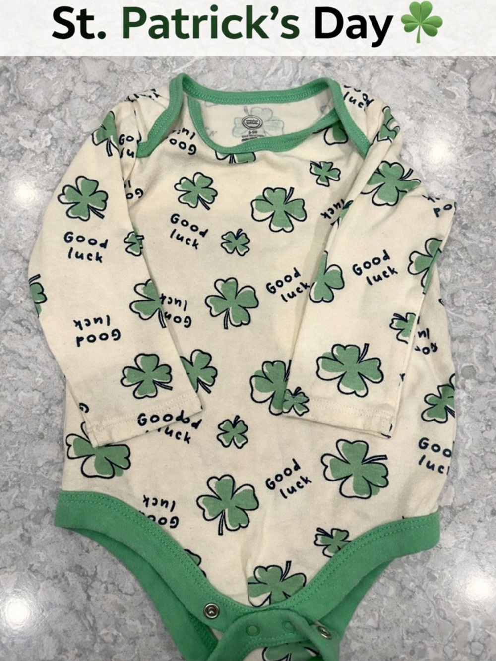 Wonder Nation St. Patrick’s Day Shamrock Onesie 6-9M